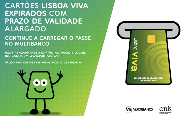 OTLIS estende prazo de validade dos cartões Lisboa VIVA, possibilitando o seu carregamento no MULTIBANCO